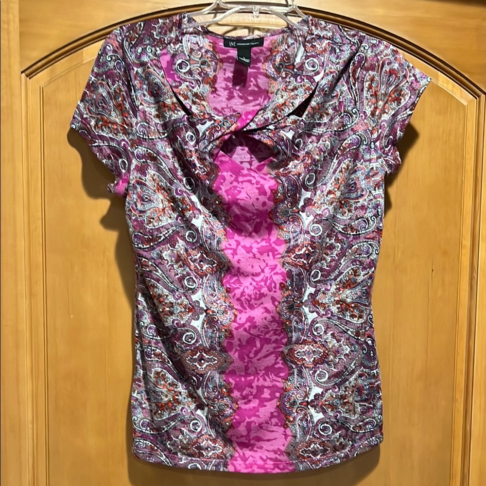 INC International Concepts Pink Flutter Sleeve Blouse